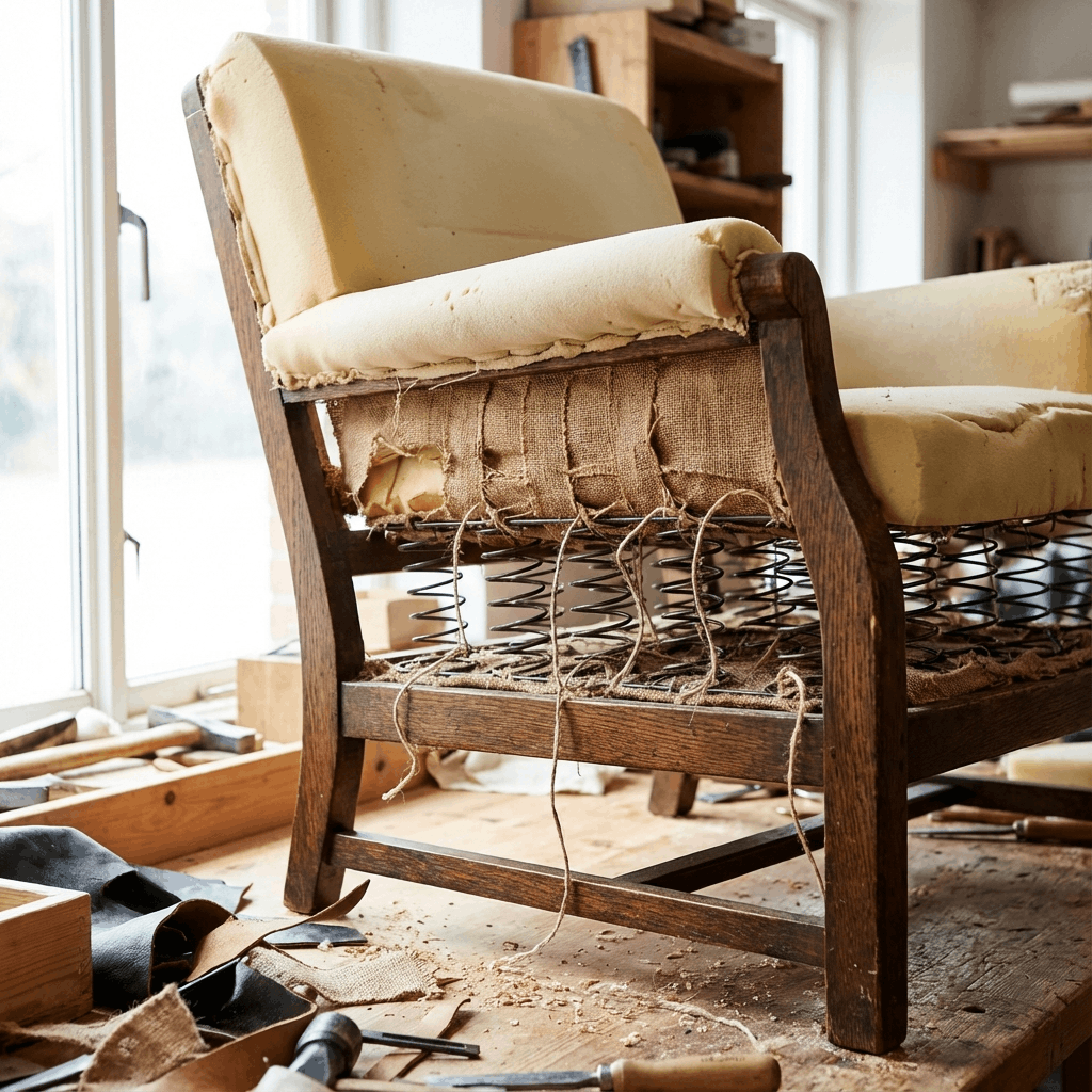 Furniture disassembled to show craftsmanship layers