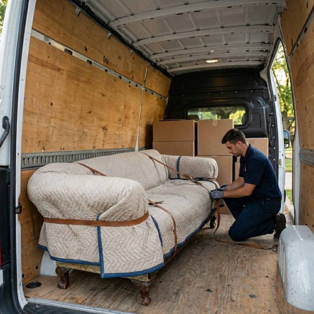 Careful handling of furniture for delivery