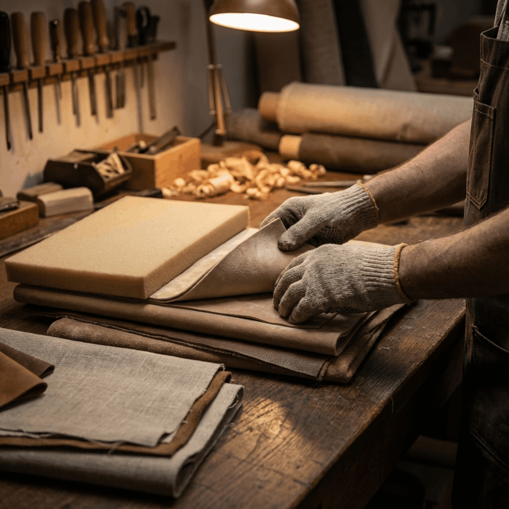 Craftsman selecting materials