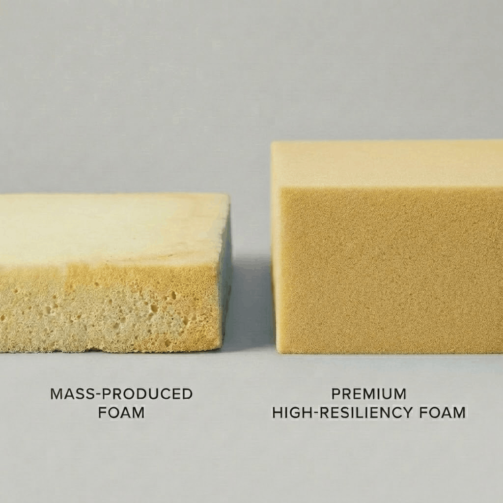 Comparison of mass-produced vs artisan foam densities